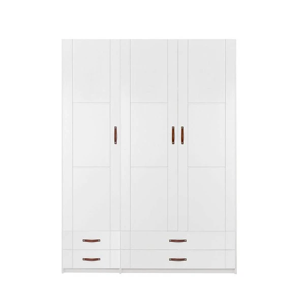 LIFETIME Schrank 150 Cm, 3 Türen, 4 Schubladen Whitewash, Massivholz, Ohne Griffe 1 LIFETIME Schrank 150 Cm, 3 Türen, 4 Schubladen Whitewash, Massivholz, Ohne Griffe