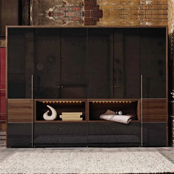 Now! Wardrobes By Hülsta Kombination 12 225,4x302x59 Cm | Kernnussbaum/Lack-Hochglanz-grau 1 Now! Wardrobes By Hülsta Kombination 12 225,4x302x59 Cm | Kernnussbaum/Lack-Hochglanz-grau