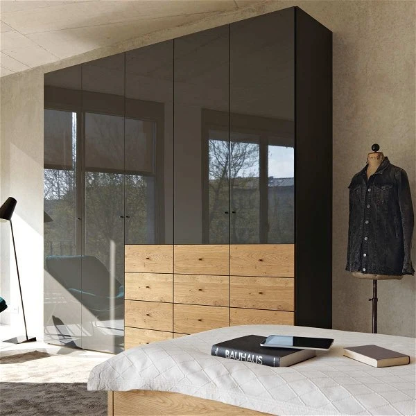 Now! Wardrobes By Hülsta Kombination 11 225,4x252x59 Cm | Lack-grau/Natureiche/Hochglanz 1 Now! Wardrobes By Hülsta Kombination 11 225,4x252x59 Cm | Lack-grau/Natureiche/Hochglanz