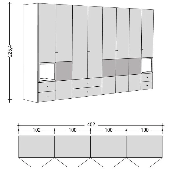 Now! Wardrobes By Hülsta Kombination 13 225,4x402x59 Cm | Kernnussbaum/Lack-grau 2 Now! Wardrobes By Hülsta Kombination 13 225,4x402x59 Cm | Kernnussbaum/Lack-grau – Bild 2