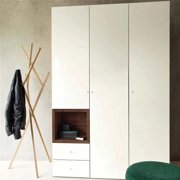 Now! Wardrobes By Hülsta Kombination 6 225,4x152x59 Cm | Kernnussbaum/Lack-Hochglanz-weiß 1 Now! Wardrobes By Hülsta Kombination 6 225,4x152x59 Cm | Kernnussbaum/Lack-Hochglanz-weiß