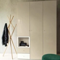Now! Wardrobes By Hülsta Kombination 8 225,4x152x59 Cm | Lack-weiß/Lack-sand/Hochglanz