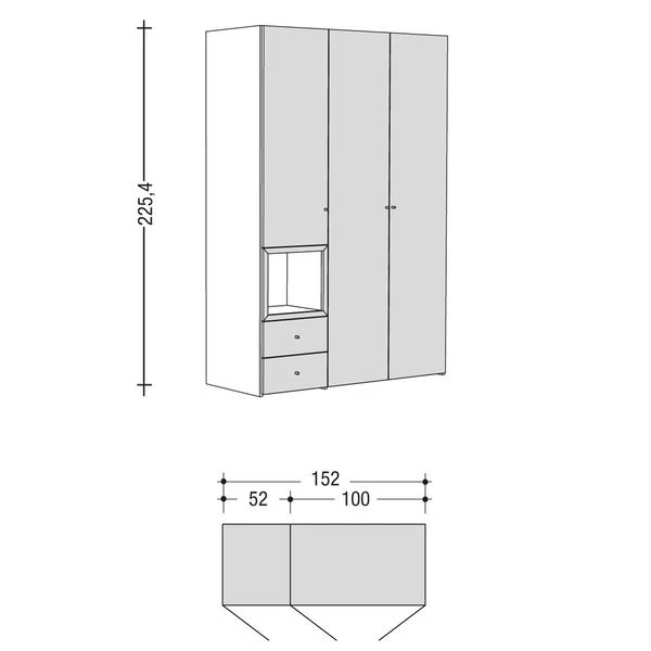 Now! Wardrobes By Hülsta Kombination 6 225,4x152x59 Cm | Kernnussbaum/Lack-Hochglanz-weiß 2 Now! Wardrobes By Hülsta Kombination 6 225,4x152x59 Cm | Kernnussbaum/Lack-Hochglanz-weiß – Bild 2