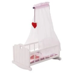 Roba Puppenwiege Fienchen Inkl. Textiler Ausstattung, Bettwäsche & Himmel