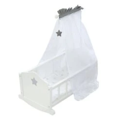 Roba Puppenwiege Stella Inkl. Textiler Ausstattung, Bettwäsche & Himmel