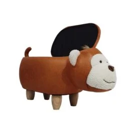 Nature Kid Tierhocker Monkey Braun Mit Staufach Weich Gepolsterter Sitzhocker Für Kinder -Roba || Pinolino || Träumeland Verkäufe artkid tierhocker affe deckel 2