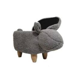 Nature Kid Tierhocker Hase Grau Mit Staufach Weich Gepolsterter Sitzhocker Für Kinder -Roba || Pinolino || Träumeland Verkäufe artkid tierhocker hase grau 2