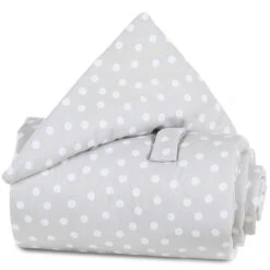 Babybay Gitterschutz Für Verschlussgitter Piqué Perlgrau, Mit Punkten Weiß