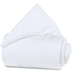 Babybay Gitterschutz Für Verschlussgitter Piqué Weiß, Mit Punkten Perlgrau