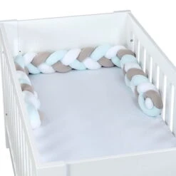 Babybay Nestchenschlange Geflochten Für Kinderbetten Weiß/beige/aqua -Roba || Pinolino || Träumeland Verkäufe babybay kinderbett nestchenschlange geflochten weiss beige aqua 501971 004