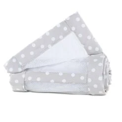 Babybay Nestchen Mesh-Piqué Für Original Perlgrau, Mit Punkten Weiß