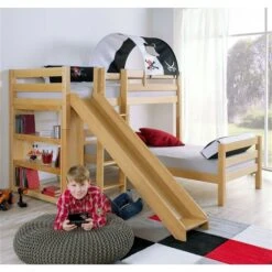 Relita BENI L Etagenbett Buche Massiv Natur Inklusive Regal - Zu 2 Einzelbetten Umbaubar -Roba || Pinolino || Träumeland Verkäufe beni l natur rutsche pirat gr 1