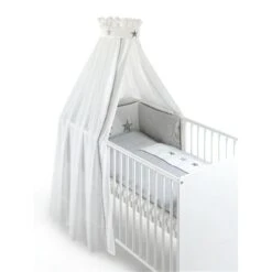 Schardt Stern Grau Bettset 4- Teilig Mit Bettwäsche, Himmel Und Nestchen -Roba || Pinolino || Träumeland Verkäufe bettset stern grau 3