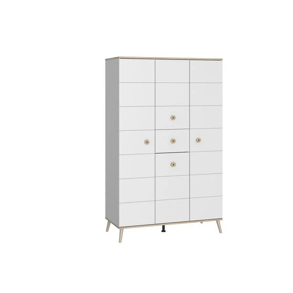 Wimex Billund Kleiderschrank 4-türig Weiß / Eiche Sägerau 1 Wimex Billund Kleiderschrank 4-türig Weiß / Eiche Sägerau