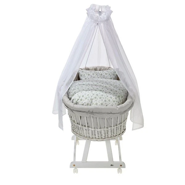 Alvi Birthe Stubenwagen Weiß Komplettset BIO Matratze, Himmelstange & Garnitur Drifting Leaves 1 Alvi Birthe Stubenwagen Weiß Komplettset BIO Matratze, Himmelstange & Garnitur Drifting Leaves