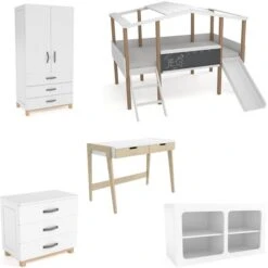 Nature Kid Cory Kinderzimmer Weiß/natur 8-teilig Mit Hausbett 90 X 200 Cm, Dach & Schreibtisch -Roba || Pinolino || Träumeland Verkäufe catania whiteroom schreibtisch zimmer weiss gr