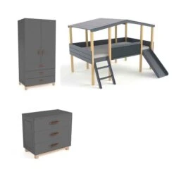 Nature Kid Cory Kinderzimmer Grau 7-teilig Mit Hausbett 90 X 200 Cm Mit Dach -Roba || Pinolino || Träumeland Verkäufe catania whiteroom zimmer grau gr