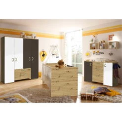 Mäusbacher Cordula Kinderzimmer Dreiteilig Lava Und Weiß Matt Mit Asteiche Dekor