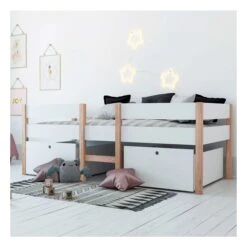 Nature Kid Finn Kojenbett Weiß / Natur Mit 2 Schubkästen, Liegefläche 90 X 200 Cm