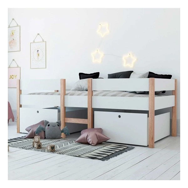 Nature Kid Finn Kojenbett Weiß / Natur Mit 2 Schubkästen, Liegefläche 90 X 200 Cm 1 Nature Kid Finn Kojenbett Weiß / Natur Mit 2 Schubkästen, Liegefläche 90 X 200 Cm
