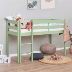 Hoppekids ECO Comfort Halbhohes Bett Pale Green 70 X 160 Cm - Ohne Lattenrost -Roba || Pinolino || Träumeland Verkäufe halbhochbett green 70x160 2