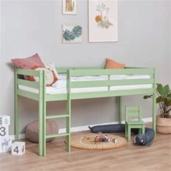 Hoppekids ECO Comfort Halbhohes Bett Pale Green 90x200 Cm - Ohne Lattenrost -Roba || Pinolino || Träumeland Verkäufe halbhochbett green 90x200 2