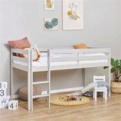 Hoppekids ECO Comfort Halbhohes Bett Dove Grey 90x200 Cm - Ohne Lattenrost -Roba || Pinolino || Träumeland Verkäufe halbhochbett grey 90x200 2