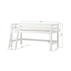Hoppekids Halbhohes Bett ECO Luxury 90x200 Cm Mit Schräger Leiter & Absturzsicherung -Roba || Pinolino || Träumeland Verkäufe halbhohes bett 90x200 schraeg mass