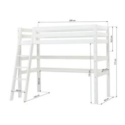Hoppekids Hochbett ECO Luxury 90x200 Cm M. Schräger Leiter, Tischplatte & Absturzsicherung -Roba || Pinolino || Träumeland Verkäufe hochbett schreibtisch schraeg