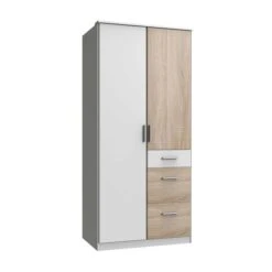 Wimex Joker Kleiderschrank 2-türig Weiß / Eiche Sägerau-Nachbildung