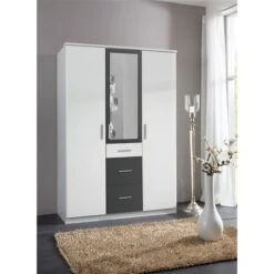 Wimex Joker Kleiderschrank 3-türig Mit Spiegel Weiß / Graphit