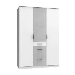 Wimex Joker Kleiderschrank 3-türig Weiß / Beton-Nachbildung Lichtgrau