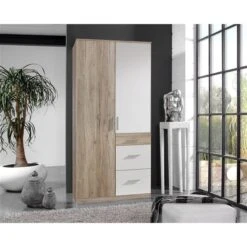 Wimex Joker Kleiderschrank 2-türig San Remo-Eiche-Nachbildung / Weiß