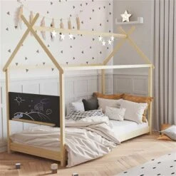 Nature Kid Hanna Hausbett Natur Mit Dachgiebel Und Kreidetafel Liegefläche 90 X 200