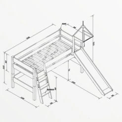 Relita KIM Halbhochbett Buche Massiv Natur Mit Rutsche Und Turmhalterung - Frachtfrei -Roba || Pinolino || Träumeland Verkäufe kim bemassung turm 1