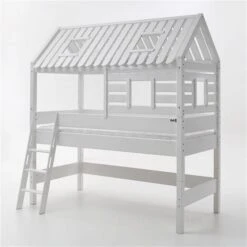 Relita KIM Halbhochbett Buche Massiv Weiß Zum Einzelbett Umbaubar - Frachtfrei -Roba || Pinolino || Träumeland Verkäufe kim holzhuette weiss 1