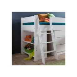 Relita KIM Halbhochbett Buche Massiv Weiß Zum Einzelbett Umbaubar - Frachtfrei -Roba || Pinolino || Träumeland Verkäufe kim regal weiss gr 1