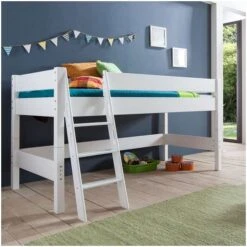 Relita KIM Halbhochbett Buche Massiv Weiß Zum Einzelbett Umbaubar - Frachtfrei -Roba || Pinolino || Träumeland Verkäufe kim weiss gr 1