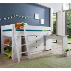 Relita KIM Halbhochbett Buche Massiv Weiß Zum Einzelbett Umbaubar - Frachtfrei -Roba || Pinolino || Träumeland Verkäufe kim zubehoer weiss gr 3