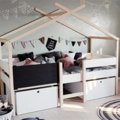 Nature Kid Finja Hausbett Weiß / Natur Mit 2 Schubkästen, Liegefläche 90 X 200 Cm -Roba || Pinolino || Träumeland Verkäufe kojenbett finja ambiente quadrat neu 1