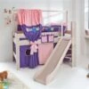Relita LEO Spielbett Buche Massiv Whitewash Mit Rutschenturm Und Himmelstange