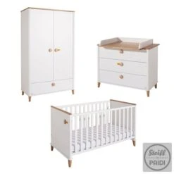 Paidi Lotte & Fynn Kinderzimmer - Steiff By PAIDI Schrank 2T 1S - Kreideweiß/Eiche Massiv