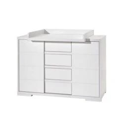 Schardt Maxx White Wickelkommode MDF Weiß 2 Türen, 4 Schubkästen - Mit Wickelaufsatz -Roba || Pinolino || Träumeland Verkäufe maxx white wickelkommode mit gr