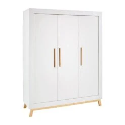 Schardt Miami White Kleiderschrank - 3 Türen Weiß/Buche Massiv