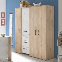 Mäusbacher Micha Kleiderschrank 4-türig Asteiche/artisan Weiß