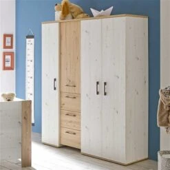 Mäusbacher Micha Kleiderschrank 4-türig Artisan Weiß/asteiche
