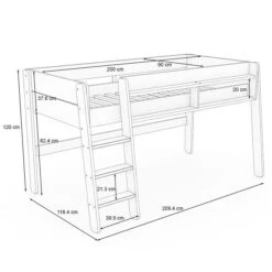 Nature Kid Noel Hochbett Weiß/natur Mittelhoch 90 X 200 Cm -Roba || Pinolino || Träumeland Verkäufe novara mittelbett skizze