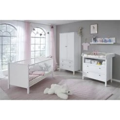 Trendteam Ole Babyzimmer 2-türiger Schrank 4-teilig Weiß