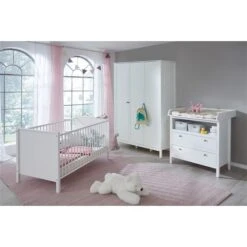 Trendteam Ole Babyzimmer 3-türiger Schrank 3-teilig Weiß
