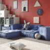 Nature Kid Kindersitzecke Kuschelsofa Blau 4teilig Mit Anti-rutsch Unterboden